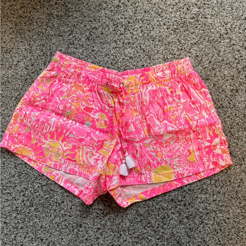 Lilly Pulitzer Kini in the Keys Bay Breeze Linen Shorts Pink Sun Shorts Medium